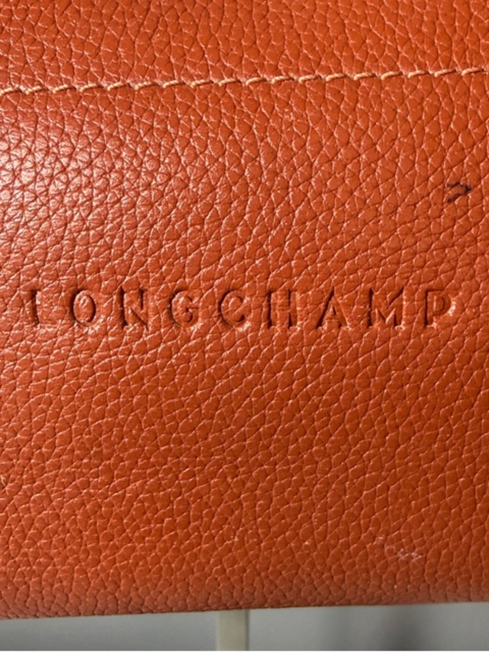Longchamp Pebbled Leather Tote in Burnt Orange GUC - Picture 4 of 9